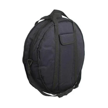 Black circular padded drum bag for shamanic drums and percussion instruments.
