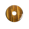 Polished tiger's eye gemstone disc pendant with chatoyancy effect