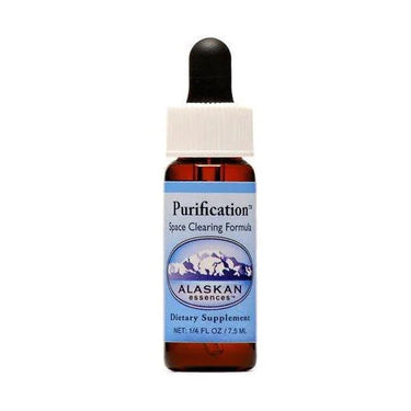 Purification Space Clearing Formula dietary supplement in an amber glass dropper bottle.
