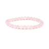 Pale pink rose quartz crystal bead bracelet for healing and mindfulness.