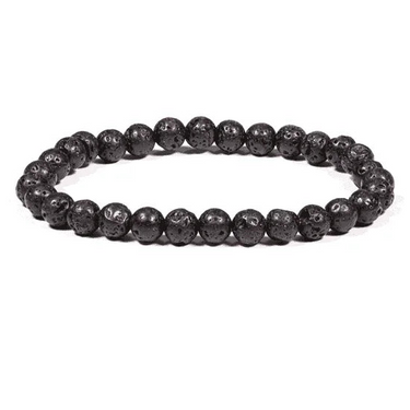 Black Lava Rock Healing Crystal Bracelet 8mm Gemstone Beads – Grounding -