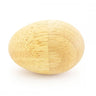 Natural light wood egg-shaped shaker instrument for sound healing and ritual.