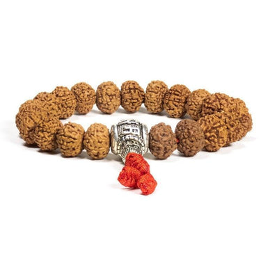 Rudraksha & OM Prayer Mala Bracelet – 21ct (10–12mm) -