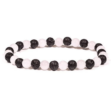 Rose Quartz & Lava Stone Diffuser Bracelet 6mm - Love, Grounding & Essential Oil Beads -