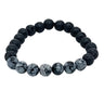 Snowflake Obsidian & Lava Stone Crystal Bracelet 8mm - Protection & Grounding -