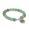 Green Aventurine OM Mala Prayer Beads Healing Crystal Bracelet 21ct - Luck & Prosperity -