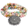 Lotus Mala Amulet – Rose Quartz, Amazonite & Rhodonite (108 Beads) -