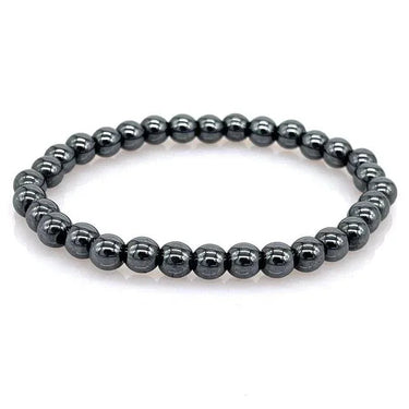 Hematite Healing Crystal Bracelet 6mm Gemstone Beads - Calming & Grounding -