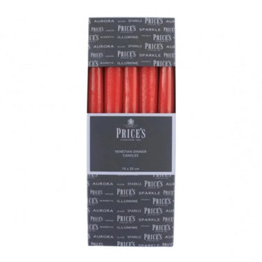 Red Venetian Wrapped 10" Dinner Ritual Candles - 10 Pack -