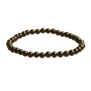 Black Obsidian Healing Crystal Bracelet 4mm Gemstone Beads - Cleansing & Protecting -
