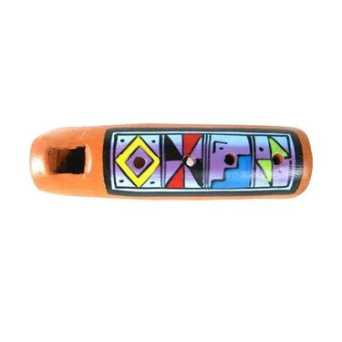 Peruvian Ceramic Coloured Flute 9.5cm -