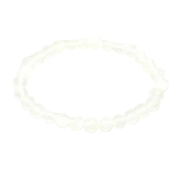 Selenite Healing Crystal Bracelet 6mm Gemstone Beads – Calm & Clarity -