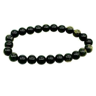 Black Gold Sheen Obsidian Bracelet 8mm - Protection & Prosperity Crystal Bracelet -
