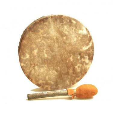 Shamanic Frame Drum 12″ – Natural Spotted Goatskin (Handmade, Beater Included) -