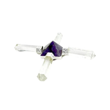 Amethyst Crystal Generator Pyramid 10 cm – 4 Point Polished Healing Stone -
