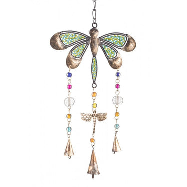Dragonfly Wind Chime 50cm 25cm – Recycled Iron with Glass Beads -