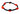 A beaded stretch bracelet featuring glossy black round beads and five large, polished red and black oval beads.