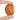 A hand holding a smooth, polished oval cabochon gemstone with natural orange and yellow banded patterns, set against a plain white background.