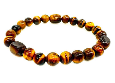 Tiger Eye Healing Crystal Bracelet 8mm – Oval & Irregular Beads, Protective Balance -