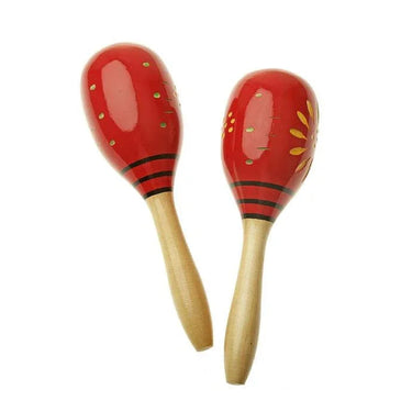 Red painted wooden maracas shakers for sound healing and ritual practice
