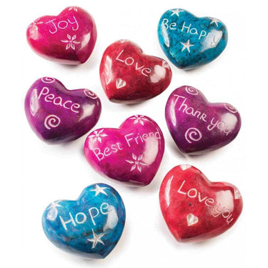 Friendship Heart Pocket Stone – Hand-Carved Soapstone, Choice of Message -