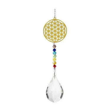Flower of Life 7 Chakra Crystal Sun Catcher 29cm – Feng Shui Hanging String -