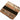 A folded woven blanket with a geometric pattern in beige, brown, and terracotta, featuring a wide black stripe across the center, shown on a plain white background.