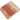 A folded woven textile, likely a blanket or throw, featuring a solid medium brown center panel, a light beige border, and a central decorative band with pink, beige, and black geometric and animal motifs.