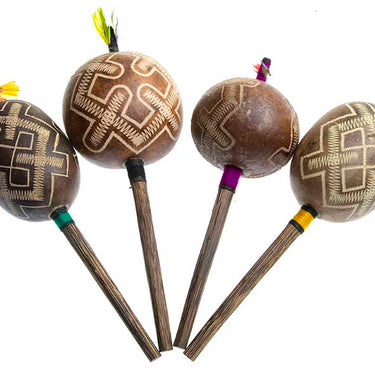 Shipibo Aya Gourd Rattle 4" Green – Life, Death & Renewal - Amazon Shamanic Rattle
