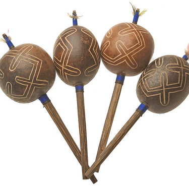 Shipibo Aya Gourd Rattle 4" Blue – Life, Death & Renewal - Amazon Shamanic Rattle