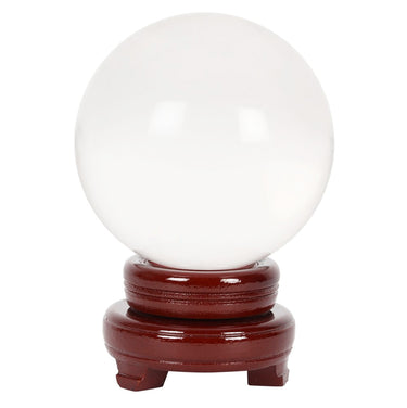 Crystal Ball 13cm Clear Glass with 5cm Stand - Scrying & Fortune Telling Sphere -