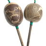 Shipibo Jaguar & Eagle Gourd Rattle 4" Large Yellow - Power & Vision - Shamanic Rattle