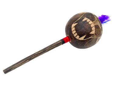 Shipibo Jaguar Gourd Rattle 4" Large Red - Power & Transformation - Shamanic Rattle