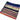 A folded square woven textile, likely a scarf or bandana, featuring a navy blue top section and a highly detailed, multicolored geometric patterned border with orange, green, red, yellow, and purple elements, set against a plain white background.