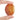A hand holding a smooth, polished oval cabochon gemstone with natural orange and yellow banded patterns, set against a plain white background.