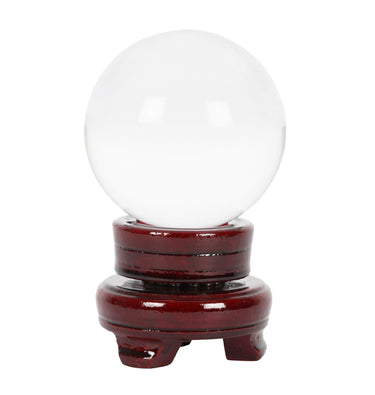 Crystal Ball 8cm Clear Glass with Stand - Sacred Essence