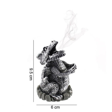 Dragon Incense Burner 10.6cm - Cone Holder - Silver Finish - Protection Symbol
