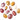 A group of polished, tumbled gemstone pendants in various colors including yellow, red, pink, and cream, arranged on a plain white background.