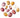 A group of polished, tumbled gemstone pendants in various colors including yellow, red, pink, and cream, arranged on a plain white background.