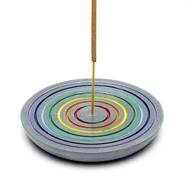 Rainbow Chakra Incense Burner 10cm - Soapstone Incense Stick Holder - Circle of Life