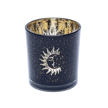 Sun & Moon Frosted Glass Candle Holder – 8 × 7cm (Medium)
