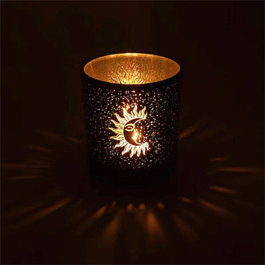 Sun & Moon Frosted Glass Candle Holder – 8 × 7cm (Medium)