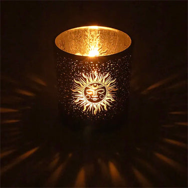 Sun & Moon Frosted Glass Candle Holder – 8 × 7cm (Medium)